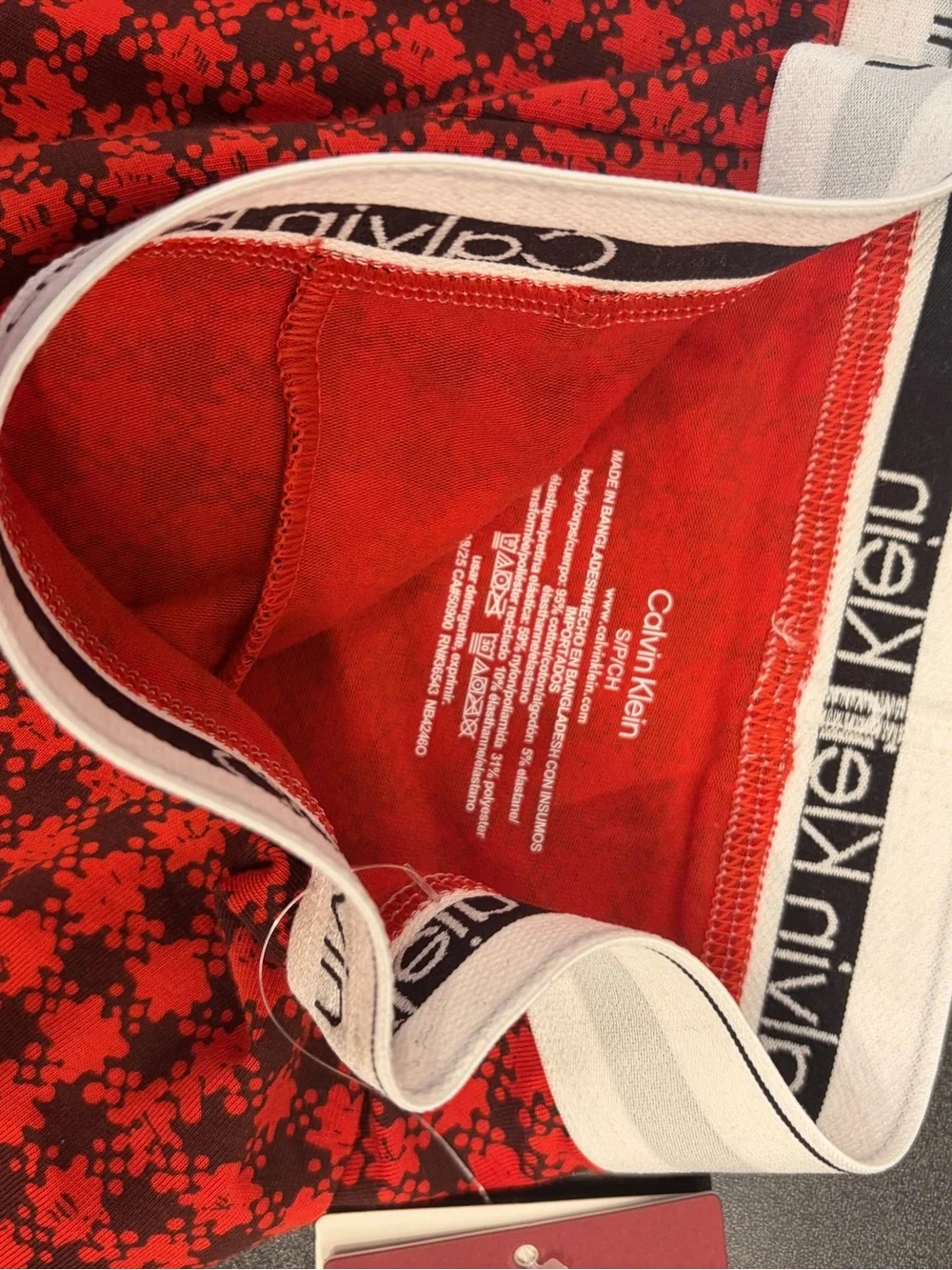 Calvin Klein Red Plaid Stretch Boxer Briefs with Logo Waistband new